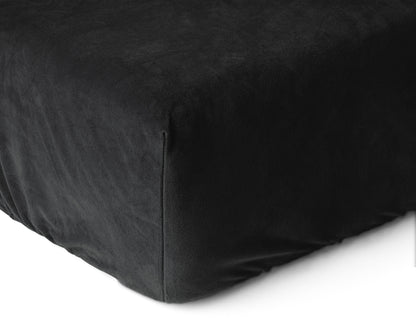 Samt Spannbettlaken Schwarz 160 x 200 cm - Palo24