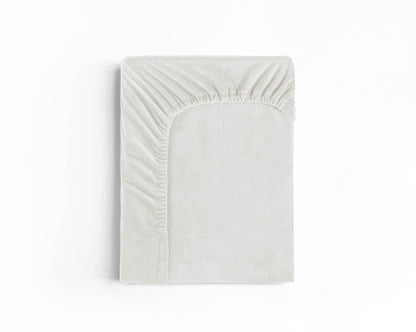 Samt Spannbettlaken Creme 180 x 200 cm - Palo24