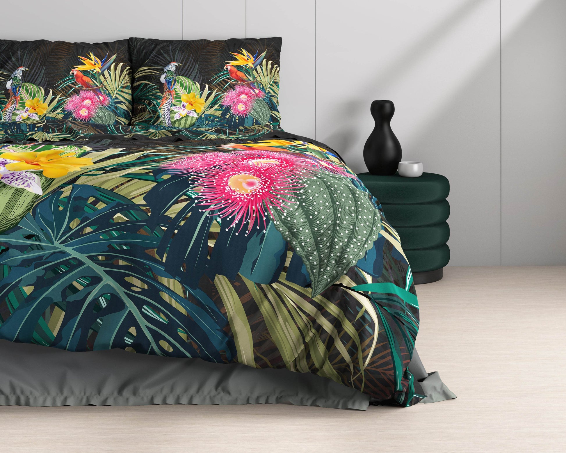 Bettbezug Dark Forest Schwarz 140 x 220 cm - Palo24