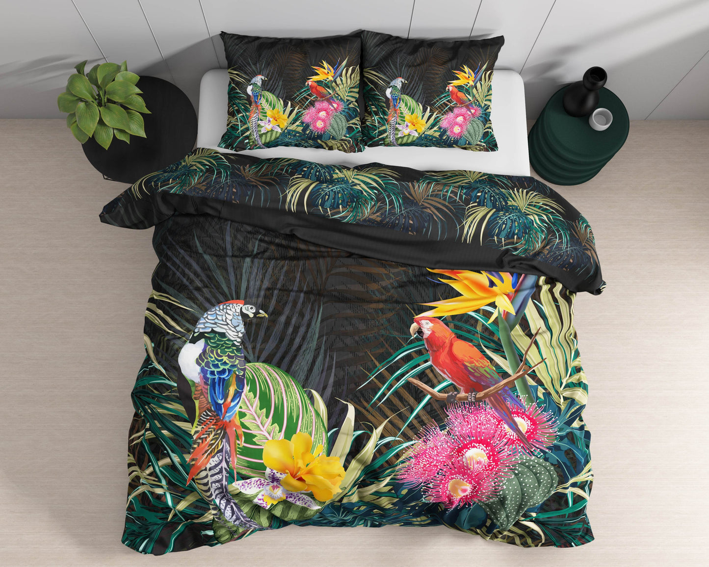Bettbezug Dark Forest Schwarz 140 x 220 cm - Palo24