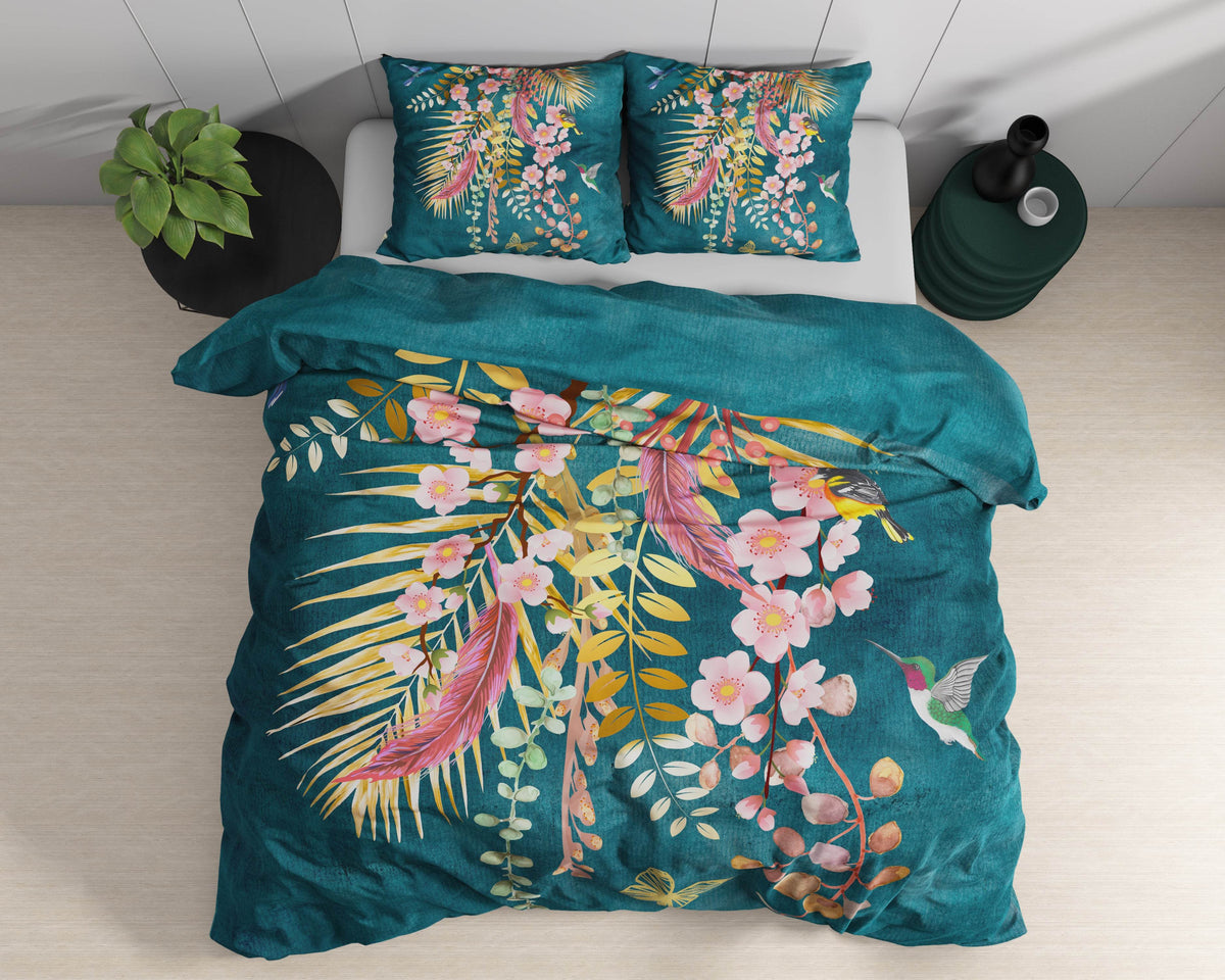 Bettbezug Kamala Botanisch Grün 140 x 220 cm - Palo24