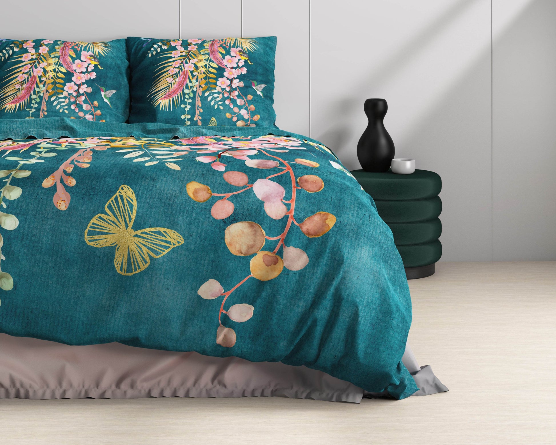 Bettbezug Kamala Botanisch Grün 240 x 220 cm - Palo24
