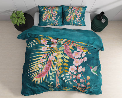 Bettbezug Kamala Botanisch Grün 240 x 220 cm - Palo24