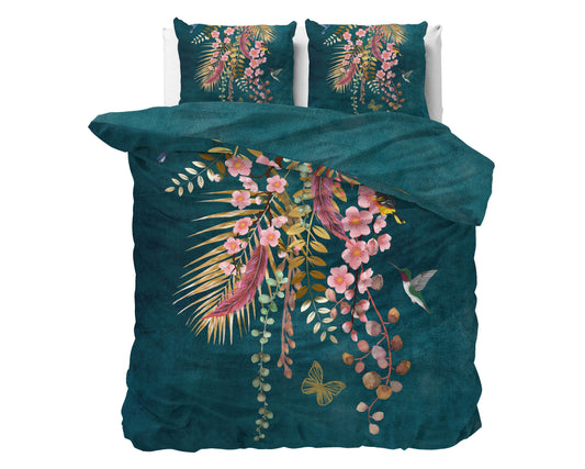 Bettbezug Kamala Botanisch Grün 240 x 220 cm - Palo24