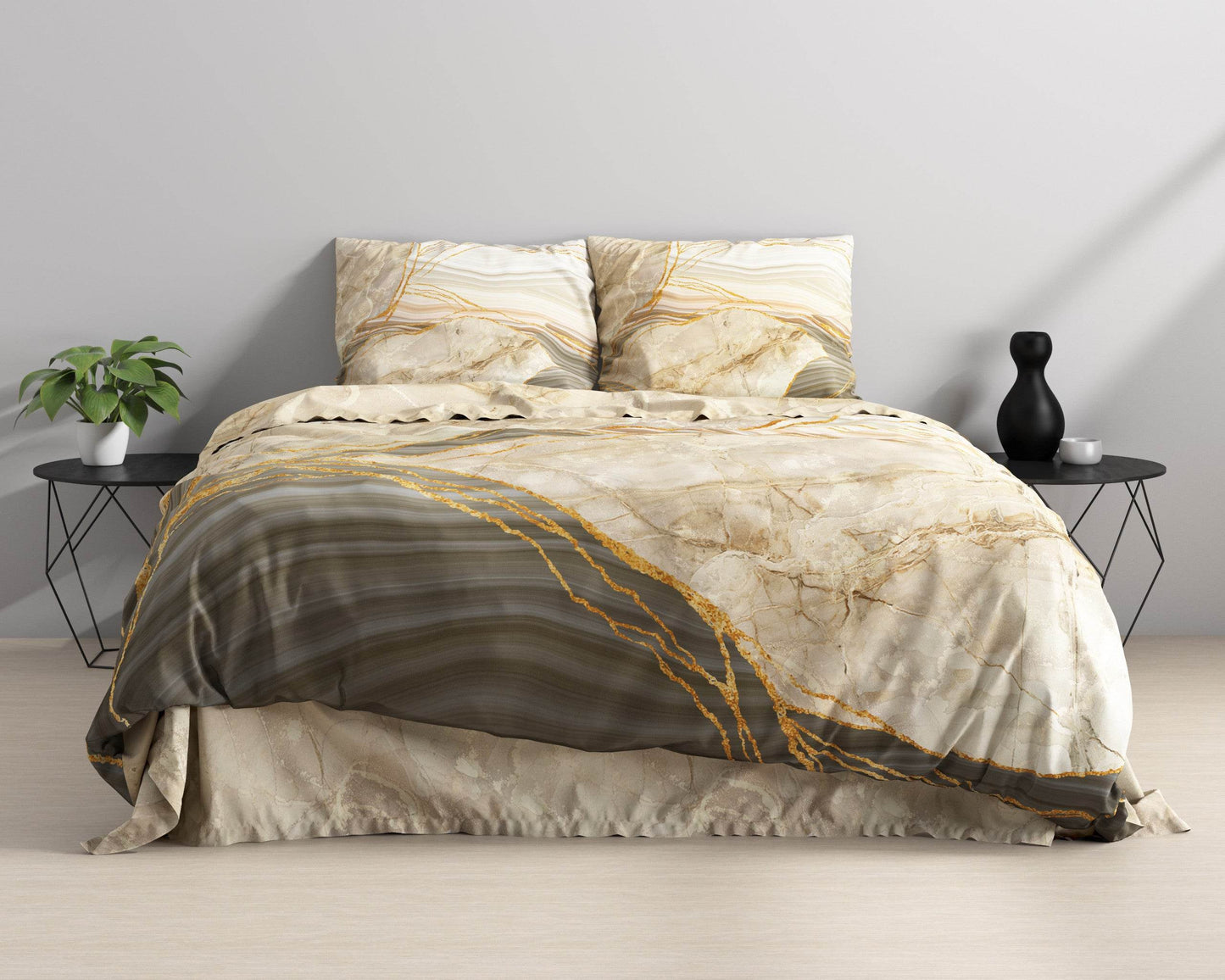 Bettbezug Botticino Taupe 240 x 220 cm - Palo24