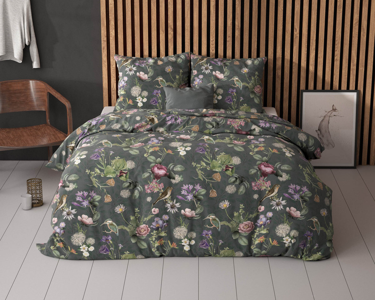 Bettbezug Tripple Flower Grün 200 x 200/220 cm - Palo24