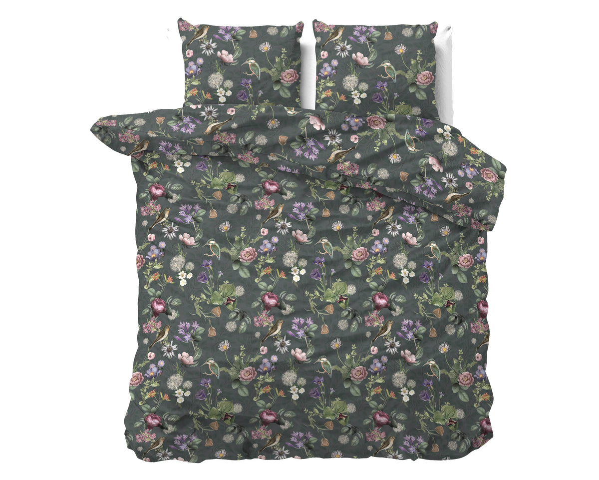 Bettbezug Tripple Flower Grün 240 x 200/220 cm - Palo24