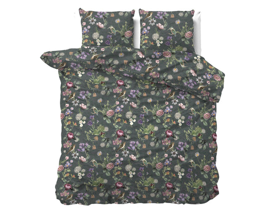 Bettbezug Tripple Flower Grün 240 x 200/220 cm - Palo24