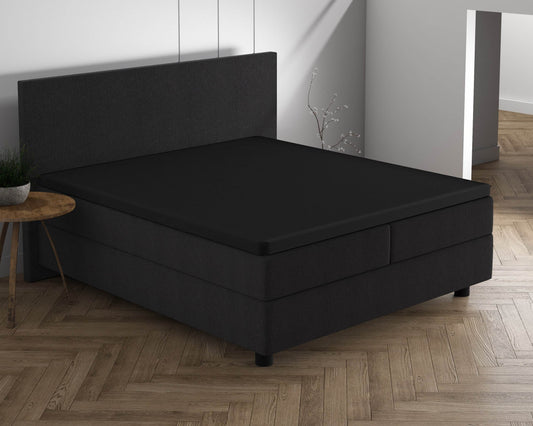 Doppelt Jersey 220 gr. Topper Spannbettlaken Schwarz 190/200 x 220/230 cm - Palo24