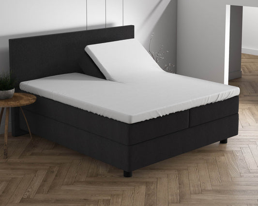 Doppelt Jersey 220 gr. Splittopper Spannbettlaken Weiss 180 x 200/220 cm - Palo24