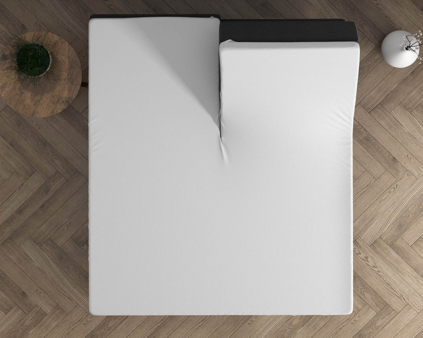 Doppelt Jersey 220 gr. Splittopper Spannbettlaken Weiss 180 x 200/220 cm - Palo24