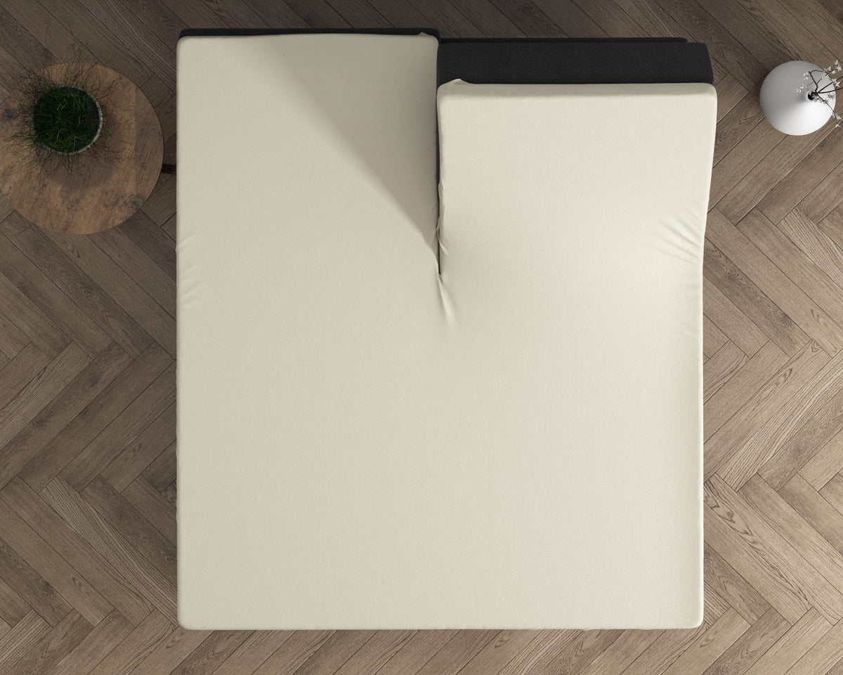 Doppelt Jersey 220 gr. Splittopper Spannbettlaken Creme 180 x 200/220 cm - Palo24