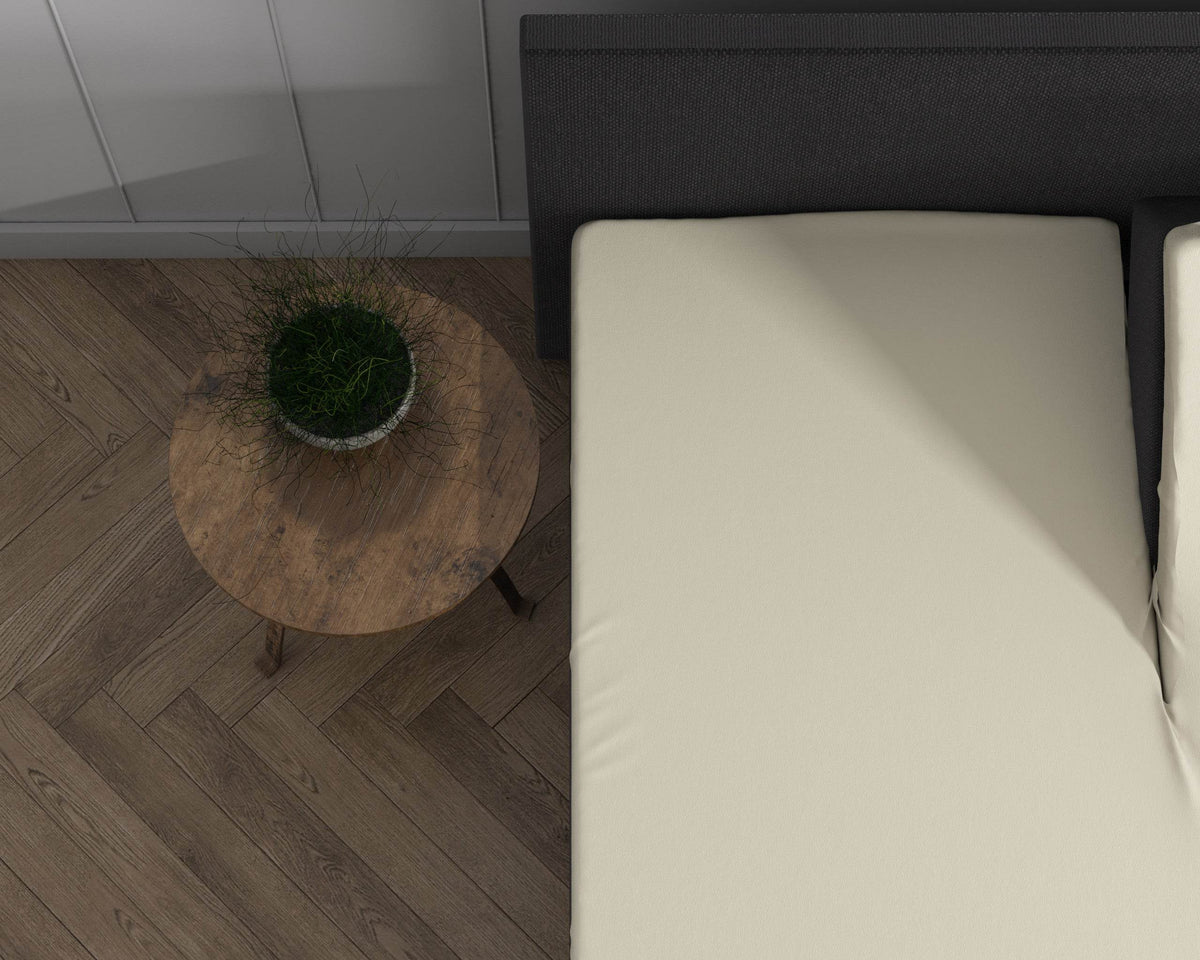 Doppelt Jersey 220 gr. Splittopper Spannbettlaken Creme 180 x 200/220 cm - Palo24