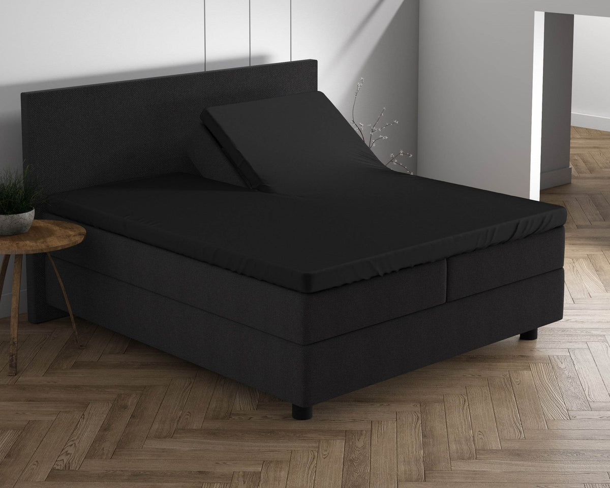 Doppelt Jersey 220 gr. Splittopper Spannbettlaken Schwarz 160 x 200/220 cm - Palo24