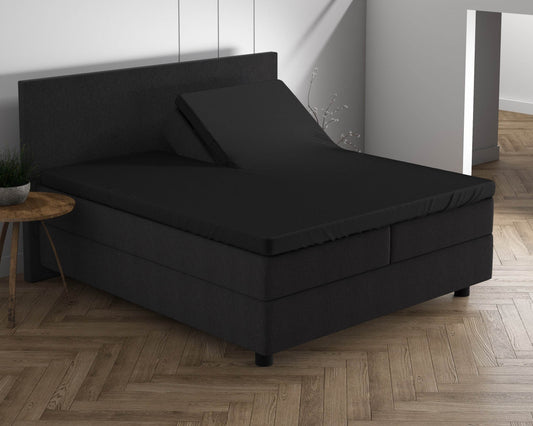 Doppelt Jersey 220 gr. Splittopper Spannbettlaken Schwarz 180 x 200/220 cm - Palo24