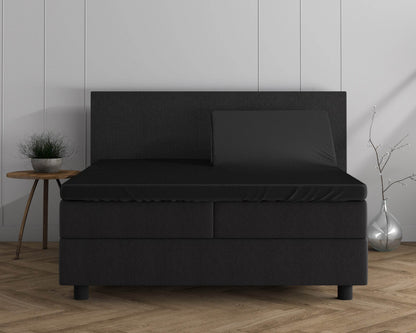 Doppelt Jersey 220 gr. Splittopper Spannbettlaken Schwarz 180 x 200/220 cm - Palo24