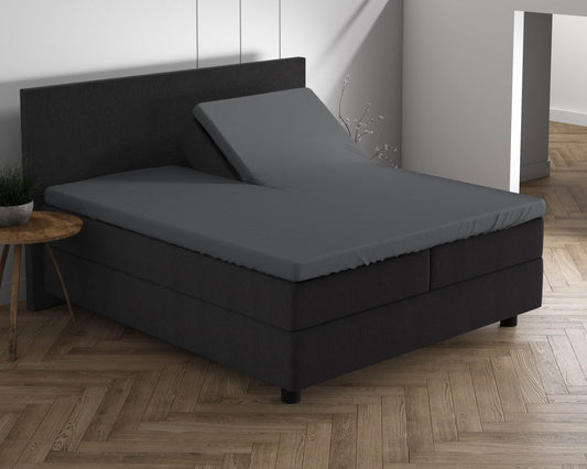 Doppelt Jersey 220 gr. Splittopper Spannbettlaken Anthrazit 180 x 200/220 cm - Palo24