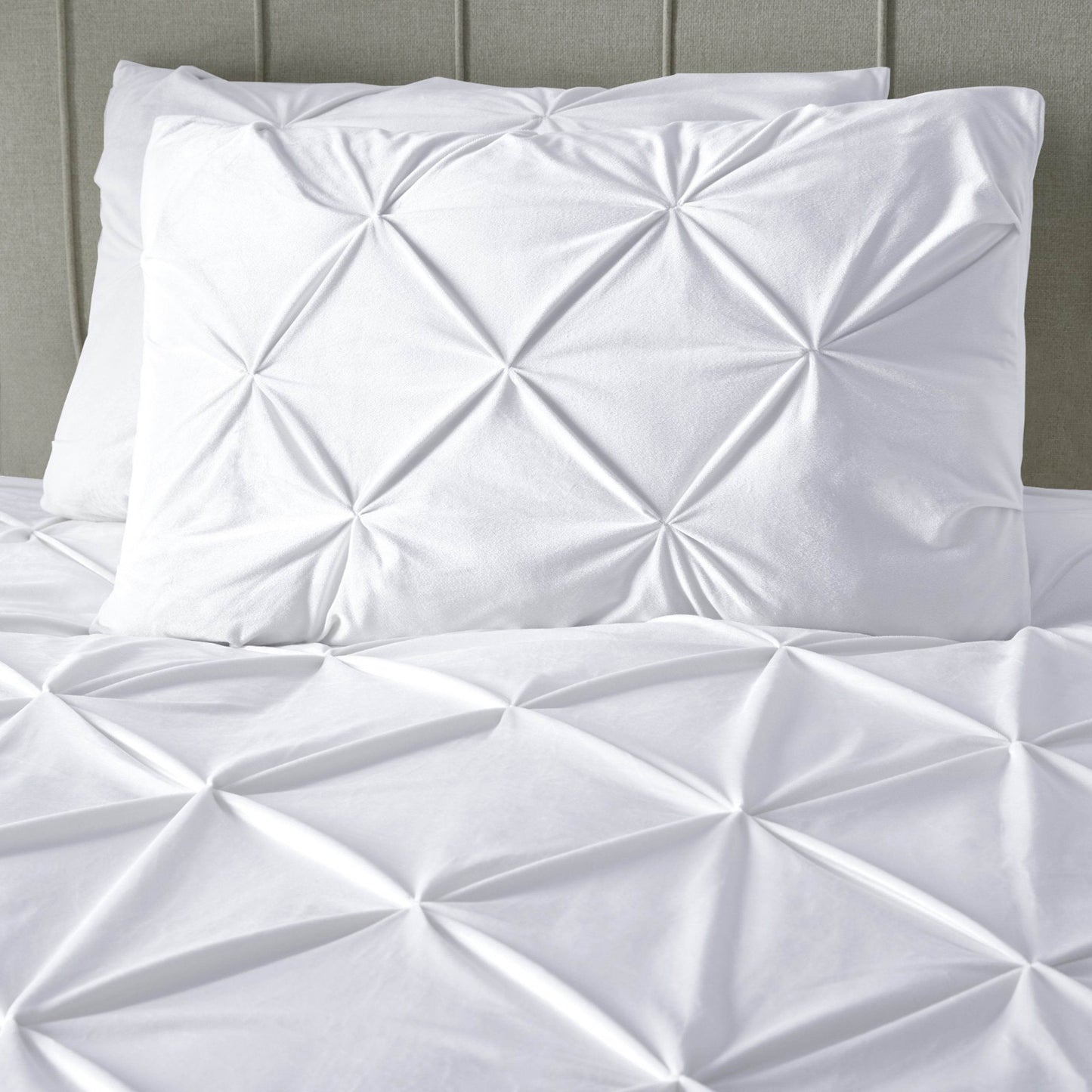 Bettbezug Samt Pintuck Weiss 140 x 200/220 cm - Palo24