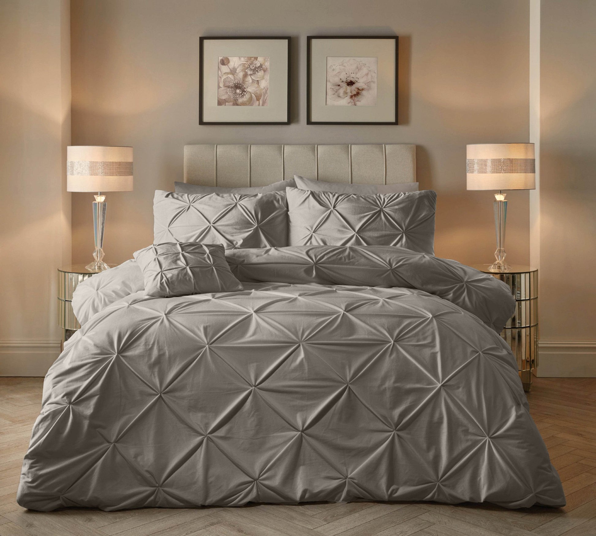 Bettbezug Samt Pintuck Sand 140 x 200/220 cm - Palo24