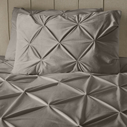 Bettbezug Samt Pintuck Sand 140 x 200/220 cm - Palo24