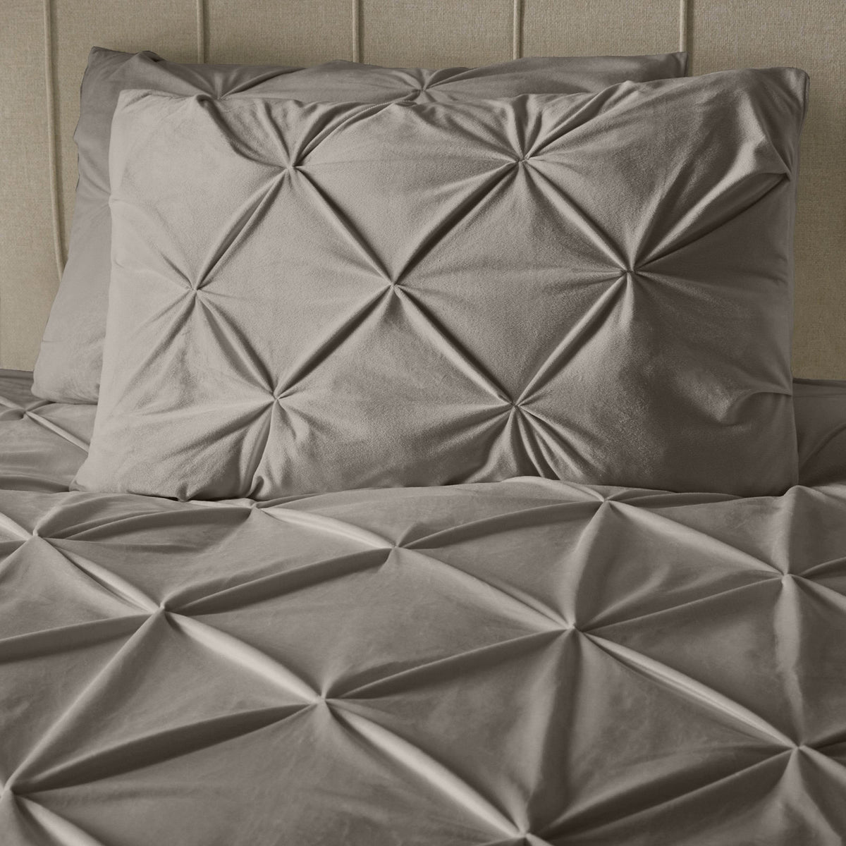 Bettbezug Samt Pintuck Sand 200 x 200/220 cm - Palo24