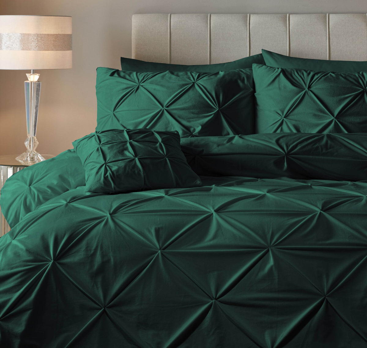 Bettbezug Samt Pintuck Grün 200 x 200/220 cm - Palo24
