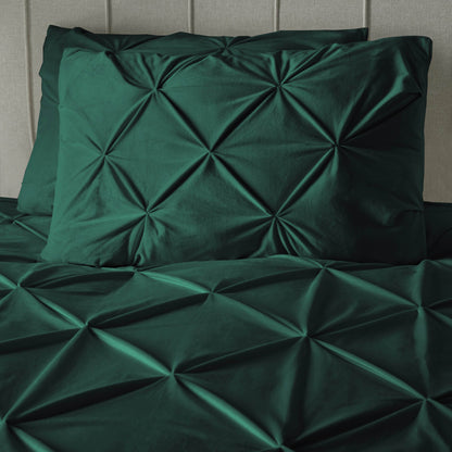Bettbezug Samt Pintuck Grün 200 x 200/220 cm - Palo24