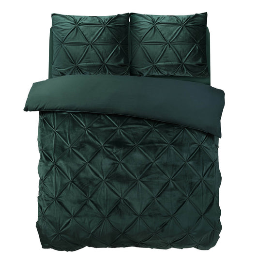Bettbezug Samt Pintuck Grün 240 x 200/220 cm - Palo24