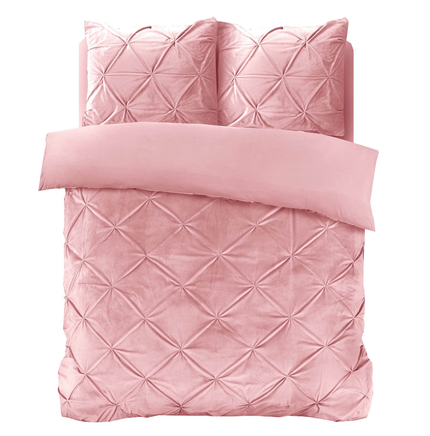 Bettbezug Samt Pintuck rosa 140 x 200/220 cm - Palo24