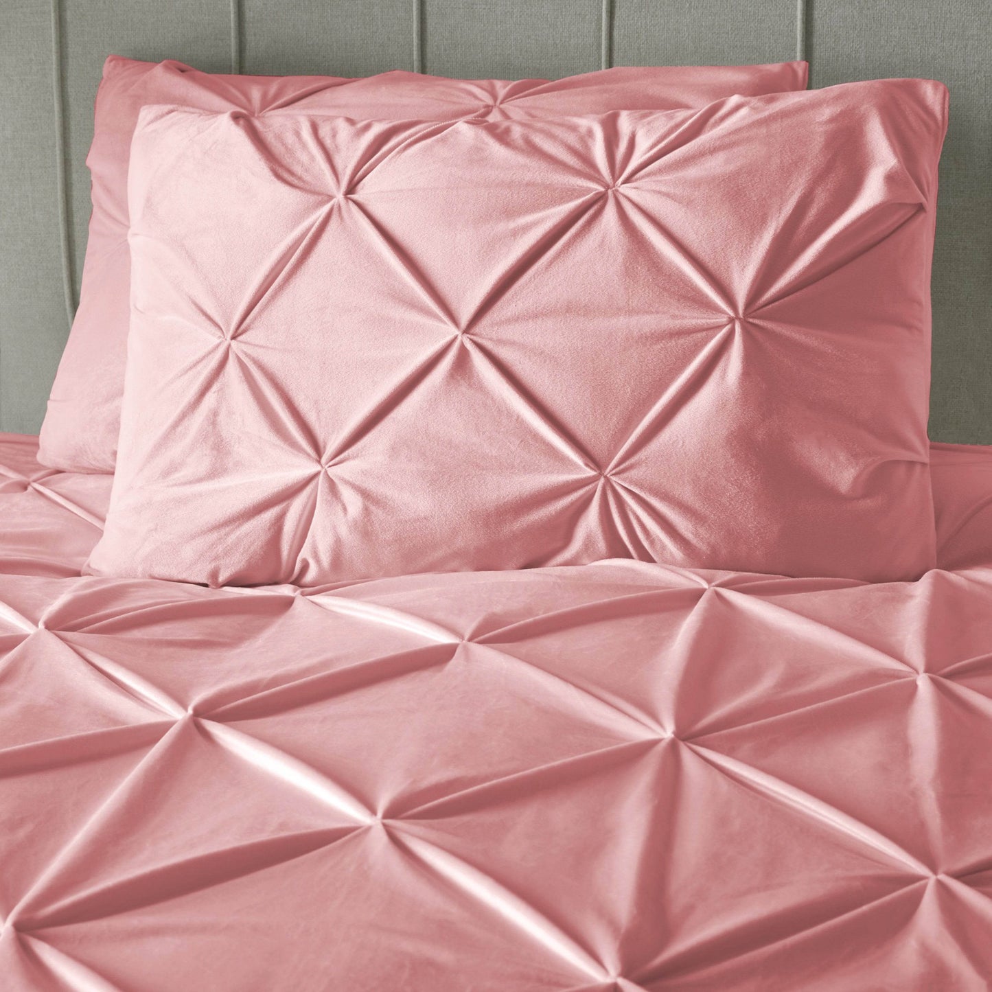 Bettbezug Samt Pintuck rosa 140 x 200/220 cm - Palo24