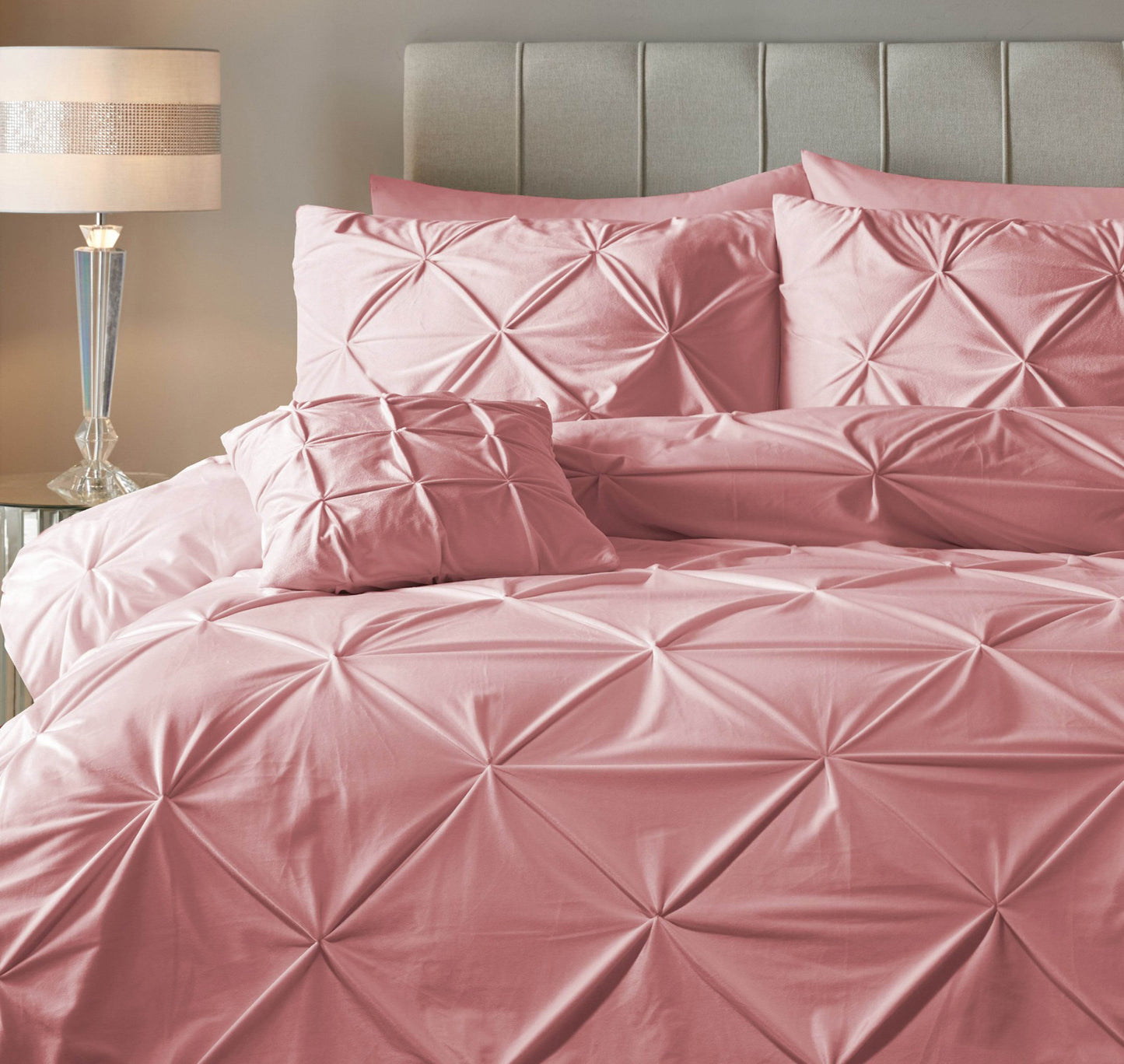 Bettbezug Samt Pintuck rosa 200 x 200/220 cm - Palo24