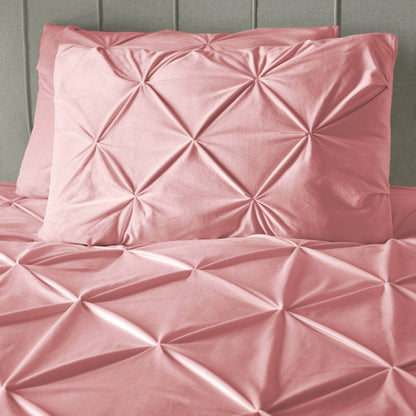 Bettbezug Samt Pintuck rosa 200 x 200/220 cm - Palo24