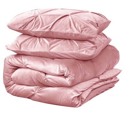 Bettbezug Samt Pintuck rosa 200 x 200/220 cm - Palo24