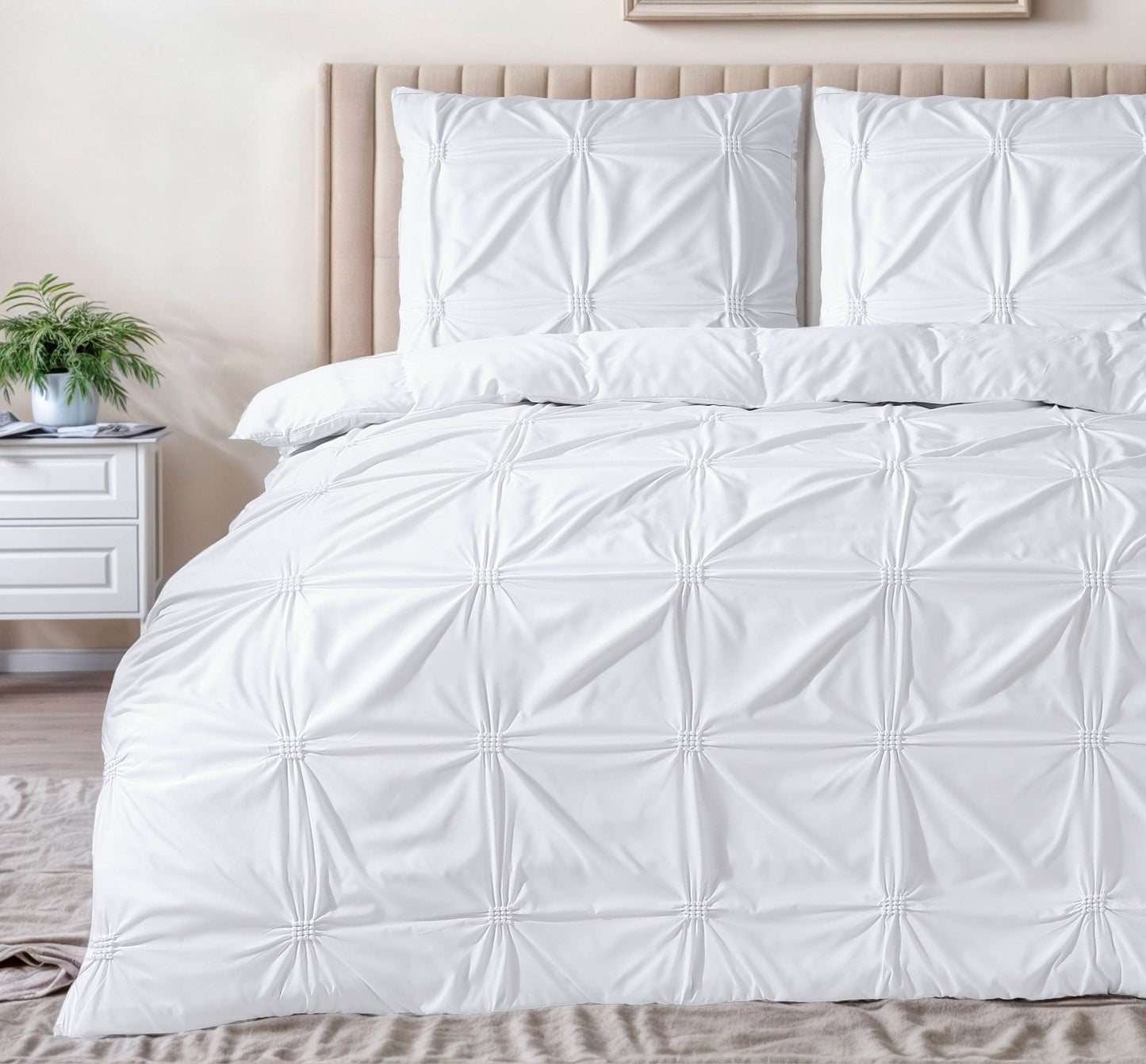 Bettbezug Punch pintuck Weiss 140 x 200/220 cm - Palo24