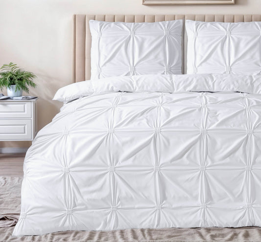 Bettbezug Punch pintuck Weiss 240 x 200/220 cm - Palo24