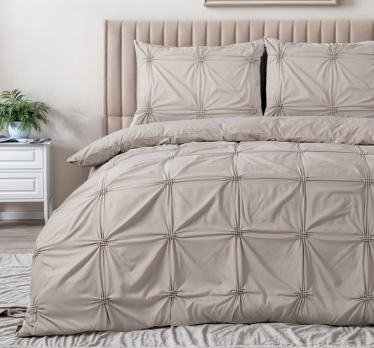 Bettbezug Punch pintuck Taupe 240 x 200/220 cm - Palo24