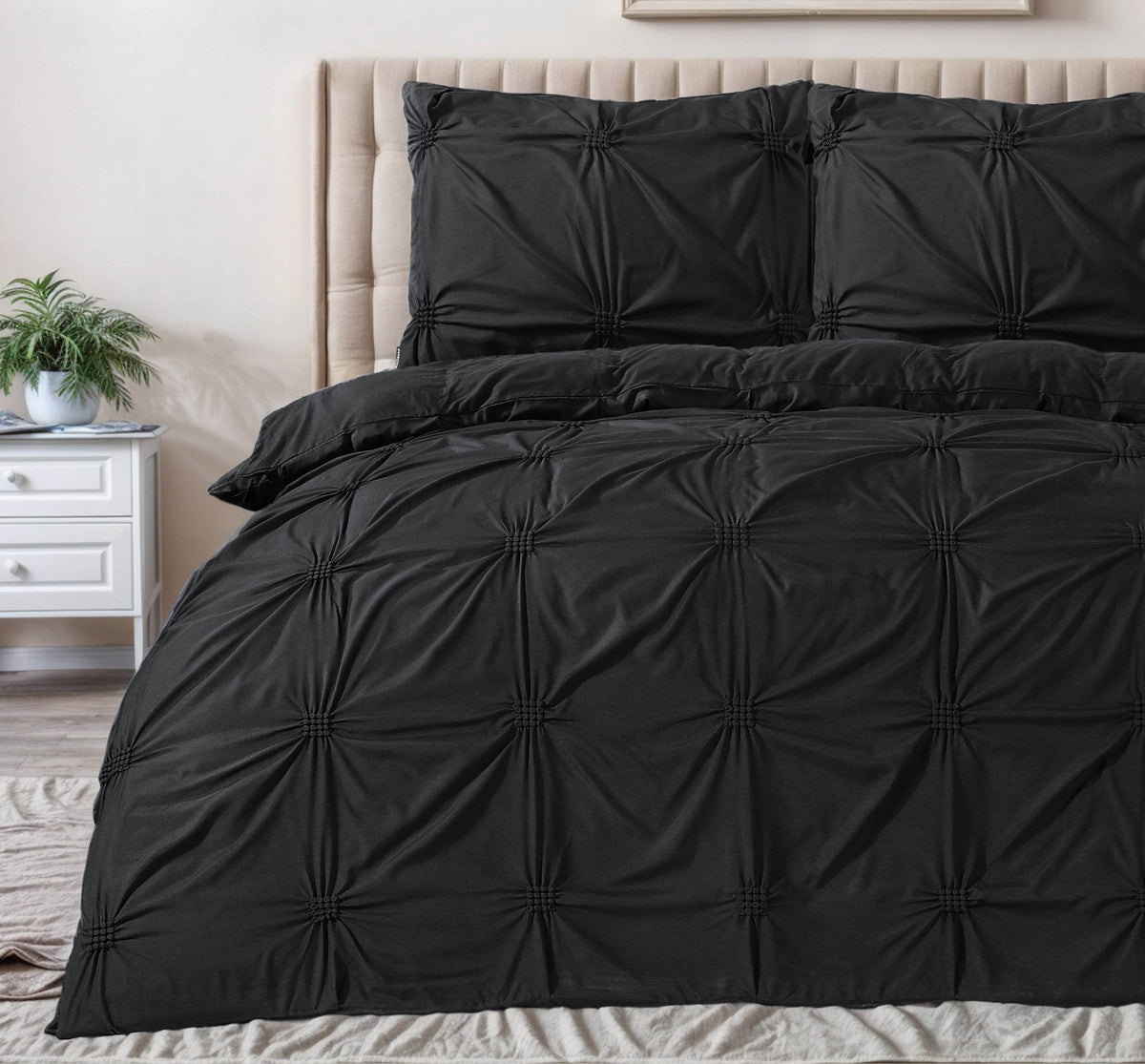 Bettbezug Punch Pintuck Schwarz 140 x 200/220 cm - Palo24