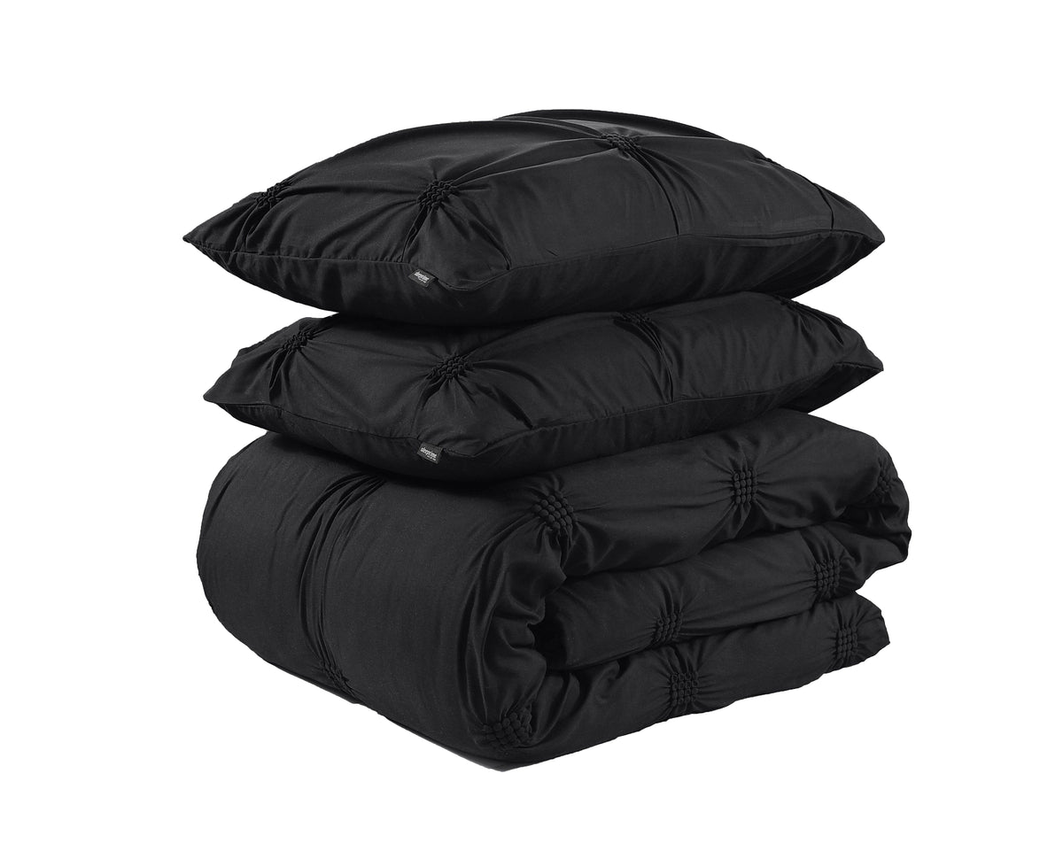 Bettbezug Punch Pintuck Schwarz 140 x 200/220 cm - Palo24