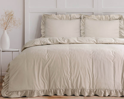 Bettbezug Ruffles Taupe 140 x 200/220 cm - Palo24