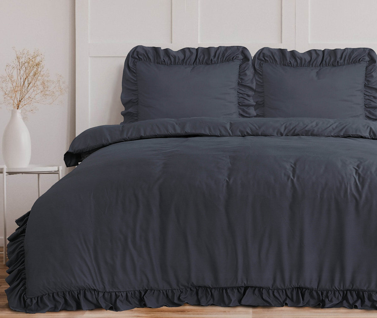 Bettbezug Ruffles Anthrazit 200 x 200/220 cm - Palo24
