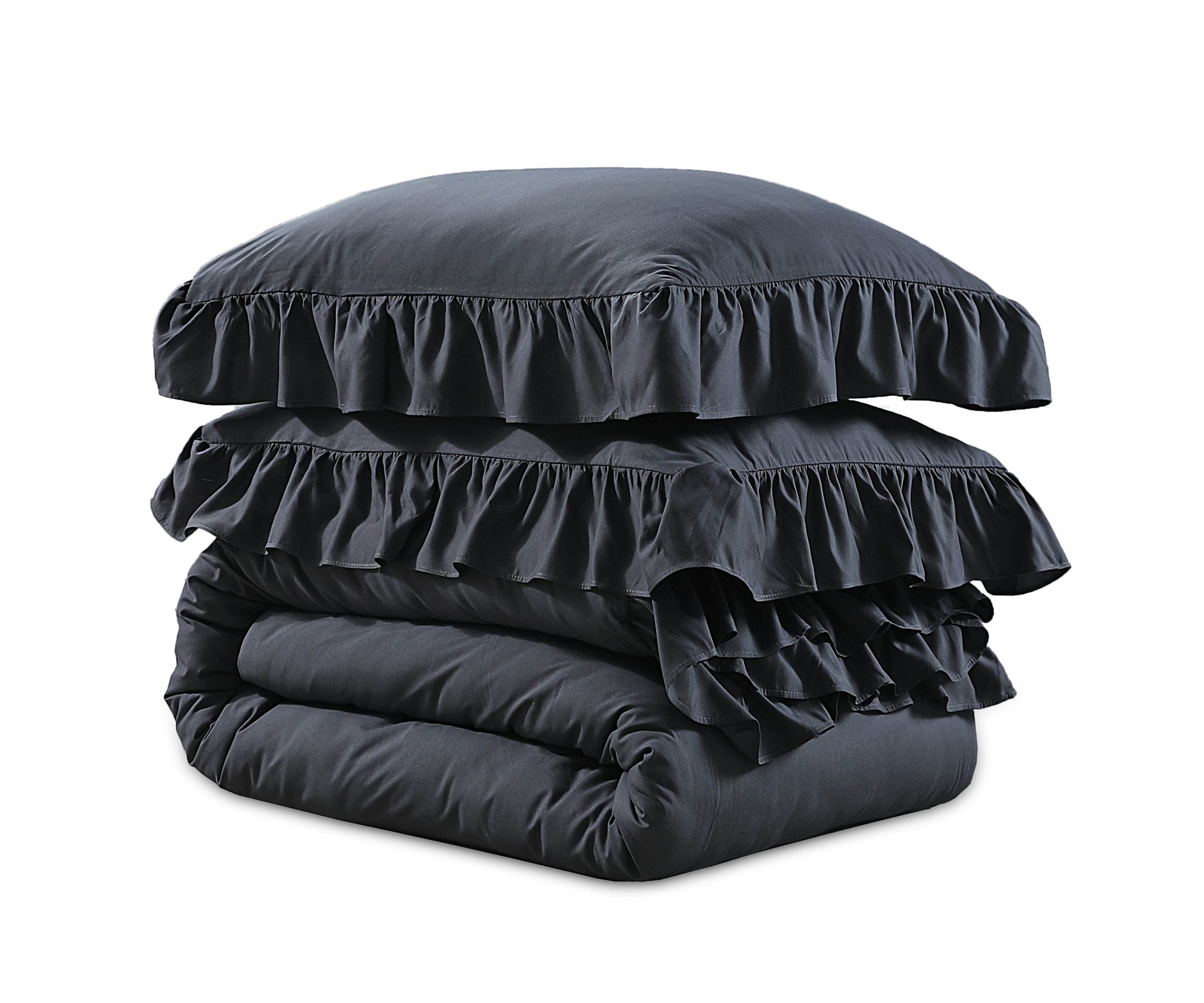 Bettbezug Ruffles Anthrazit 140 x 200/220 cm - Palo24