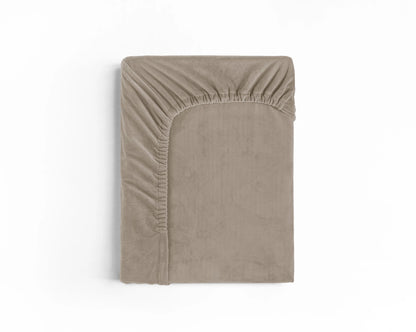 Samt-Spannbettlaken Taupe/Grau