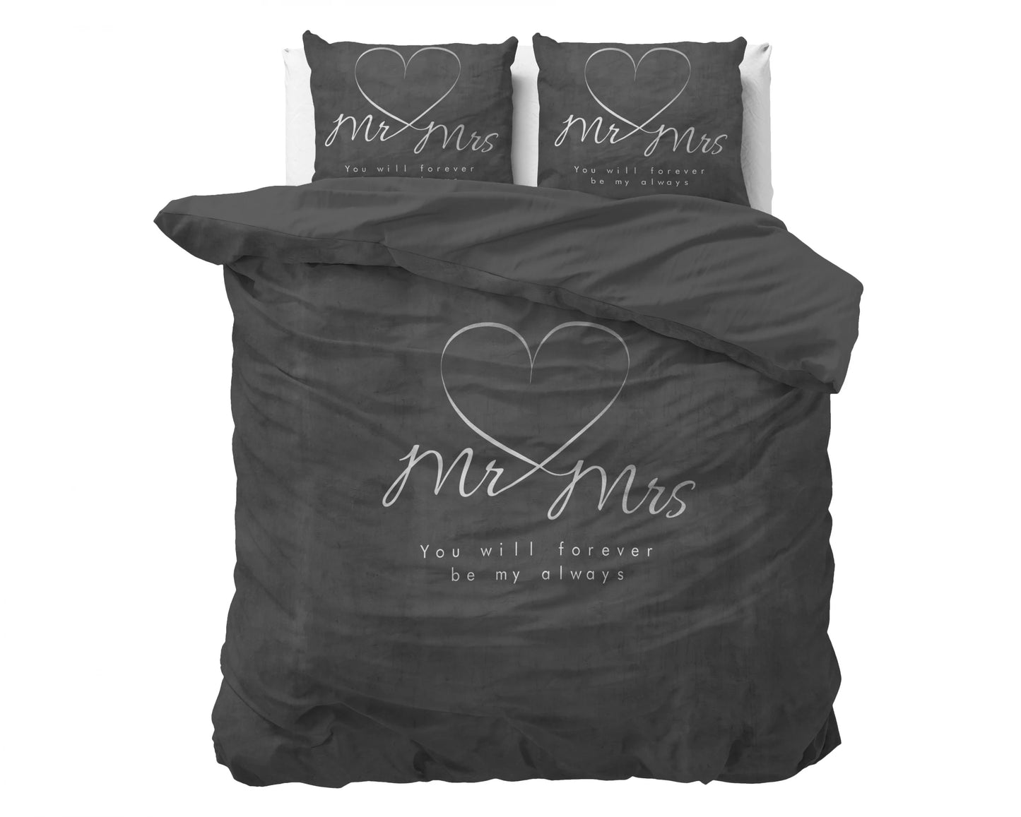 Mr And Mrs Heart Bettbezug Anthrazit