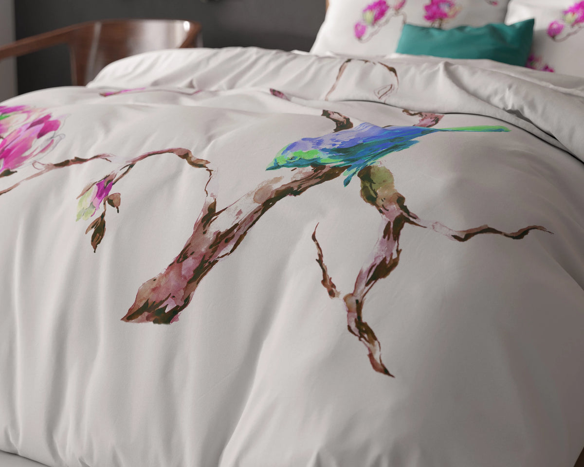 Magnolien  Bettbezug 240x200/220 cm Weiss