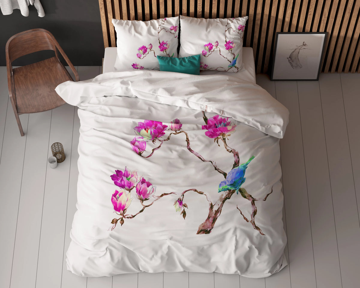 Magnolien Bettbezug Weiss