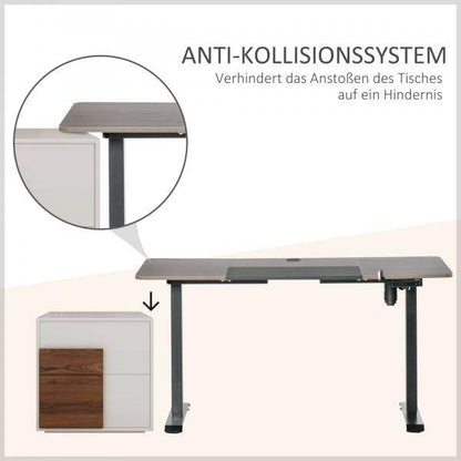 Elektrischer Schreibtisch höhenverstellbar Natur schwarz 140c m x 70 cm x 116 cm - Palo24