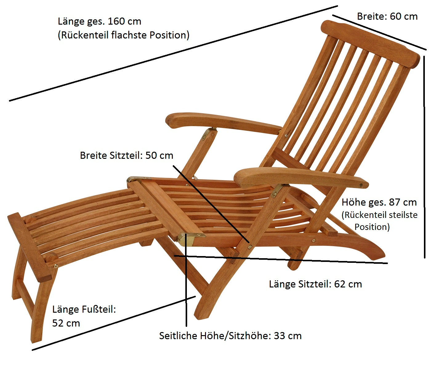 Deckchair MAINE klappbar, Eukalyptus geölt, FSC®-zertifiziert