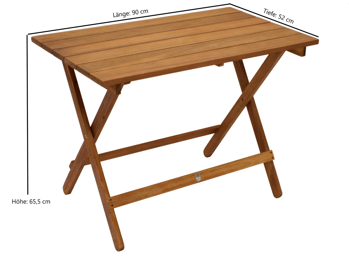 Gartentisch Klapptisch Beistelltisch Holztisch DANA 90x52cm, Holz