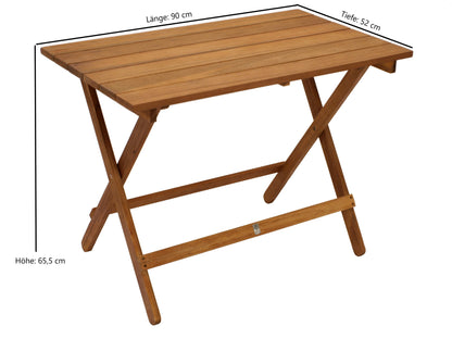 Gartentisch Klapptisch Beistelltisch Holztisch DANA 90x52cm, Holz