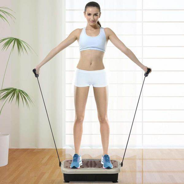 Vibrationsplatte Vibrationstrainer Vibrationsgerät LED-Anzeige USB-Lautsprecher Trainingsbänder Fernbedienung - Palo24